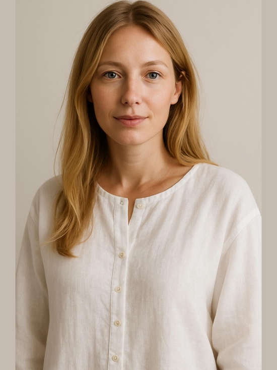Tahari Tops - Tahari  Linen White Button-Front Linen Blouse